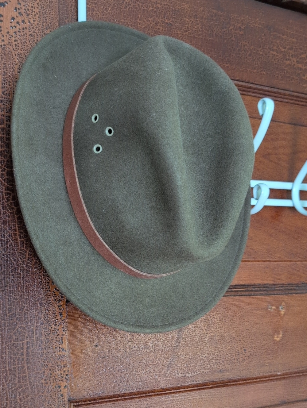 Men's Olive Felt Safari Hat with Brown Band